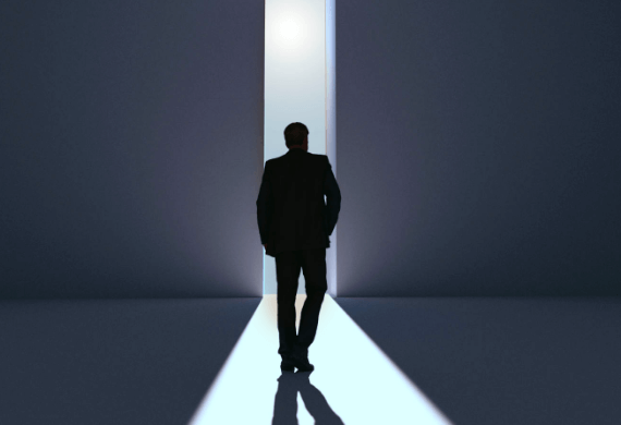Men in the shadow and number one background